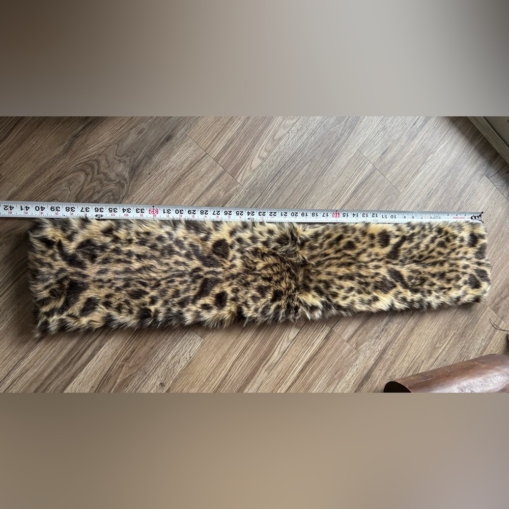 Faux fur animal print wrap neck scarf